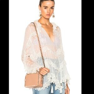 Zimmermann Divinity Scallop Ruffle Pearl Top Size 1